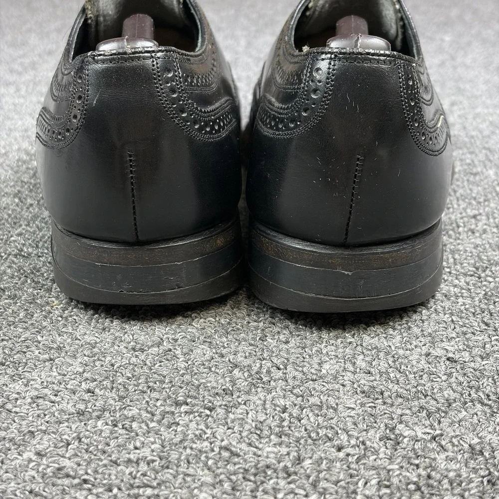 Vintage Florsheim Black Leather Full Brogue Wingtip Oxford Shoe Mens 9.5 C 20330